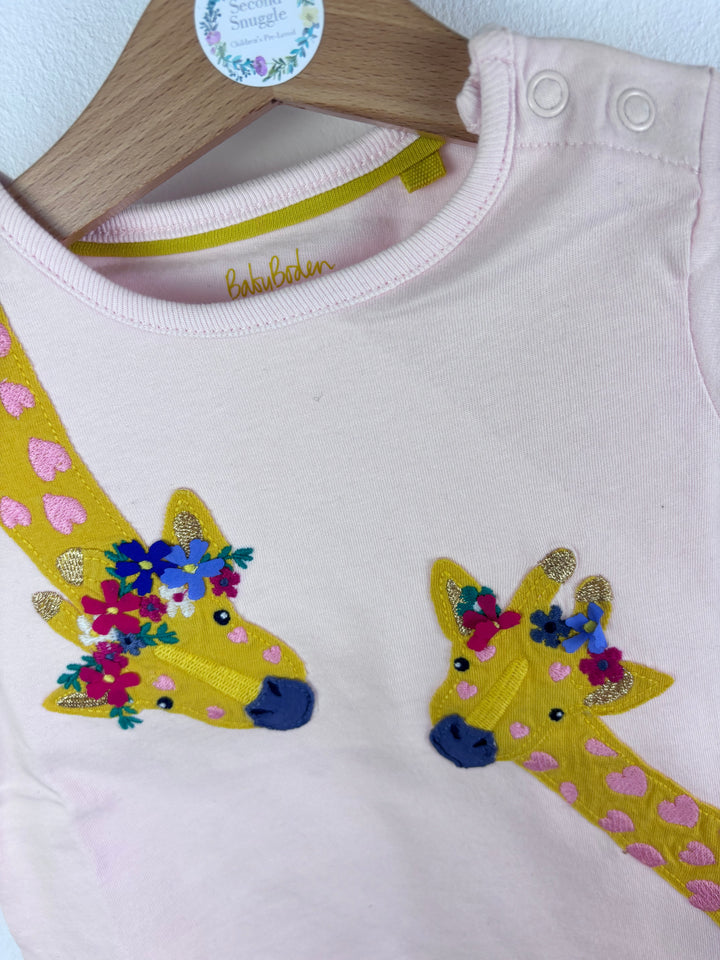 Boden Pink Giraffe T-Shirt 6-12 Months-Tops-Second Snuggle Preloved