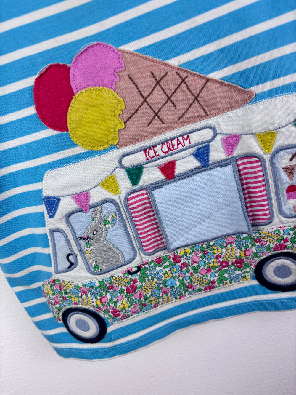 Boden Blue Stripe Ice Cream Van T-Shirt 7-8 Years-Tops-Second Snuggle Preloved