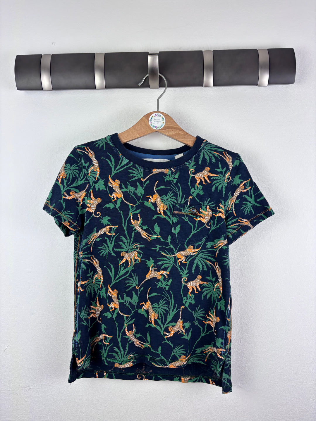 White Stuff Navy Monkey Print T-Shirt 3-4 Years-Tops-Second Snuggle Preloved