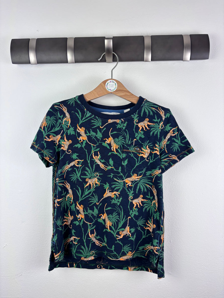 White Stuff Navy Monkey Print T-Shirt 3-4 Years-Tops-Second Snuggle Preloved