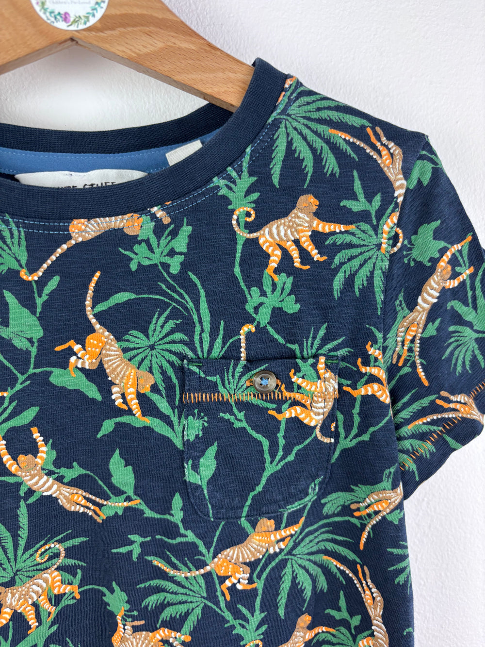 White Stuff Navy Monkey Print T-Shirt 3-4 Years-Tops-Second Snuggle Preloved