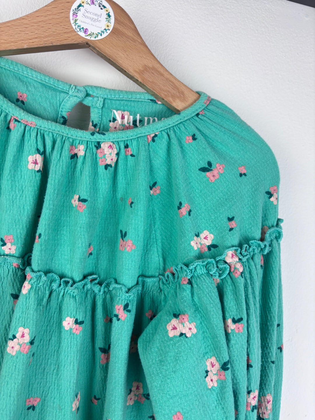 Nutmeg Green Floral Dress 3-4 Years