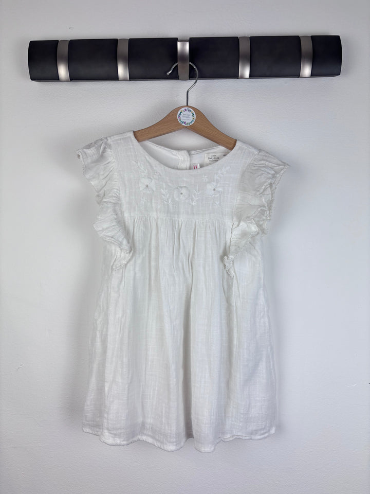 Zara White Embroidered Dress 2-3 Years