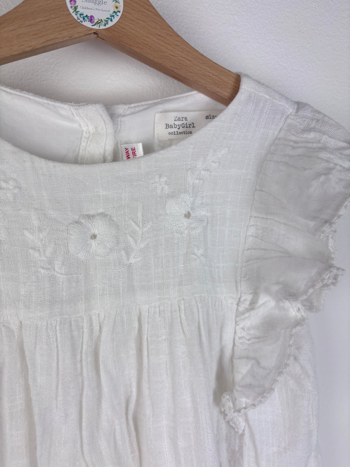 Zara White Embroidered Dress 2-3 Years