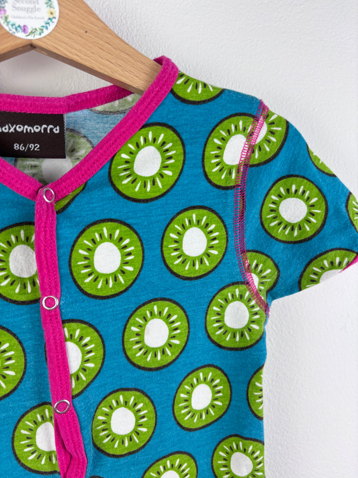 Maxomorra Blue Kiwi Print Playsuit 86-92 (18-24 Months)