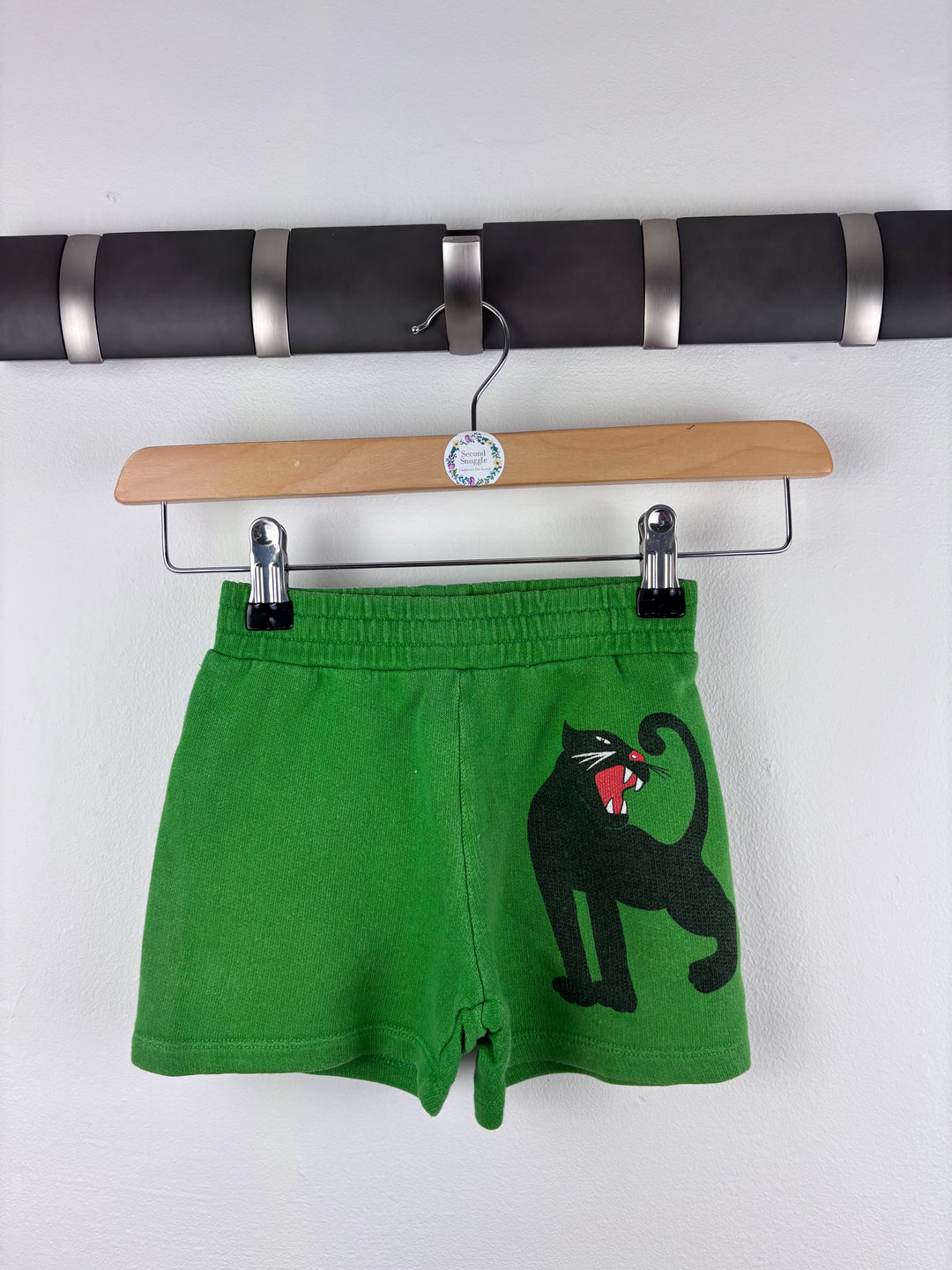 Mini Rodini Green Panther Print Shorts 12-18 Months