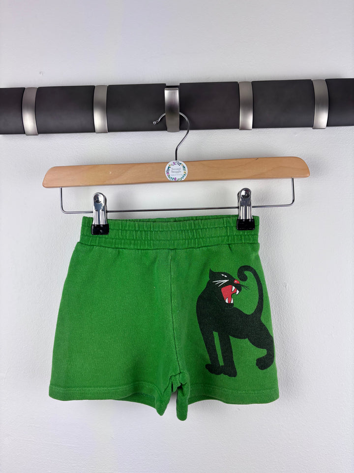 Mini Rodini Green Panther Print Shorts 12-18 Months