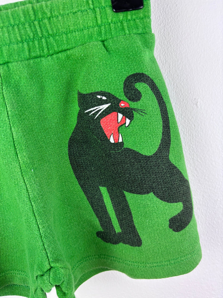 Mini Rodini Green Panther Print Shorts 12-18 Months