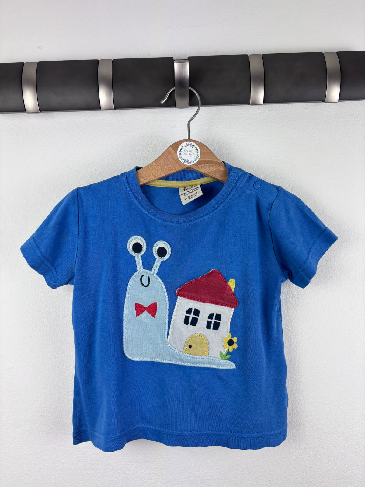 Frugi Blue Snail Appliqué Top 12-18 Months-Tops-Second Snuggle Preloved