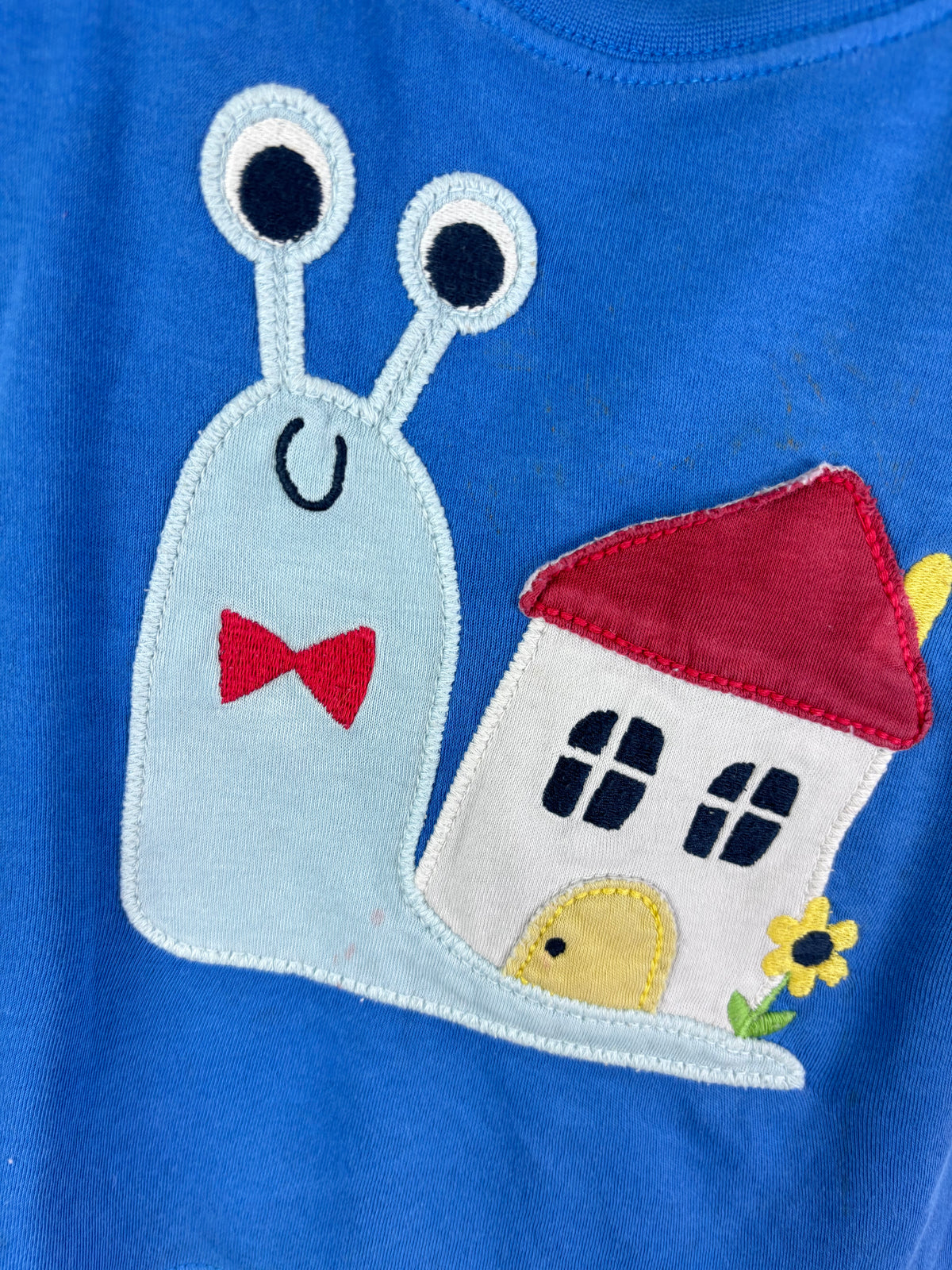 Frugi Blue Snail Appliqué Top 12-18 Months-Tops-Second Snuggle Preloved