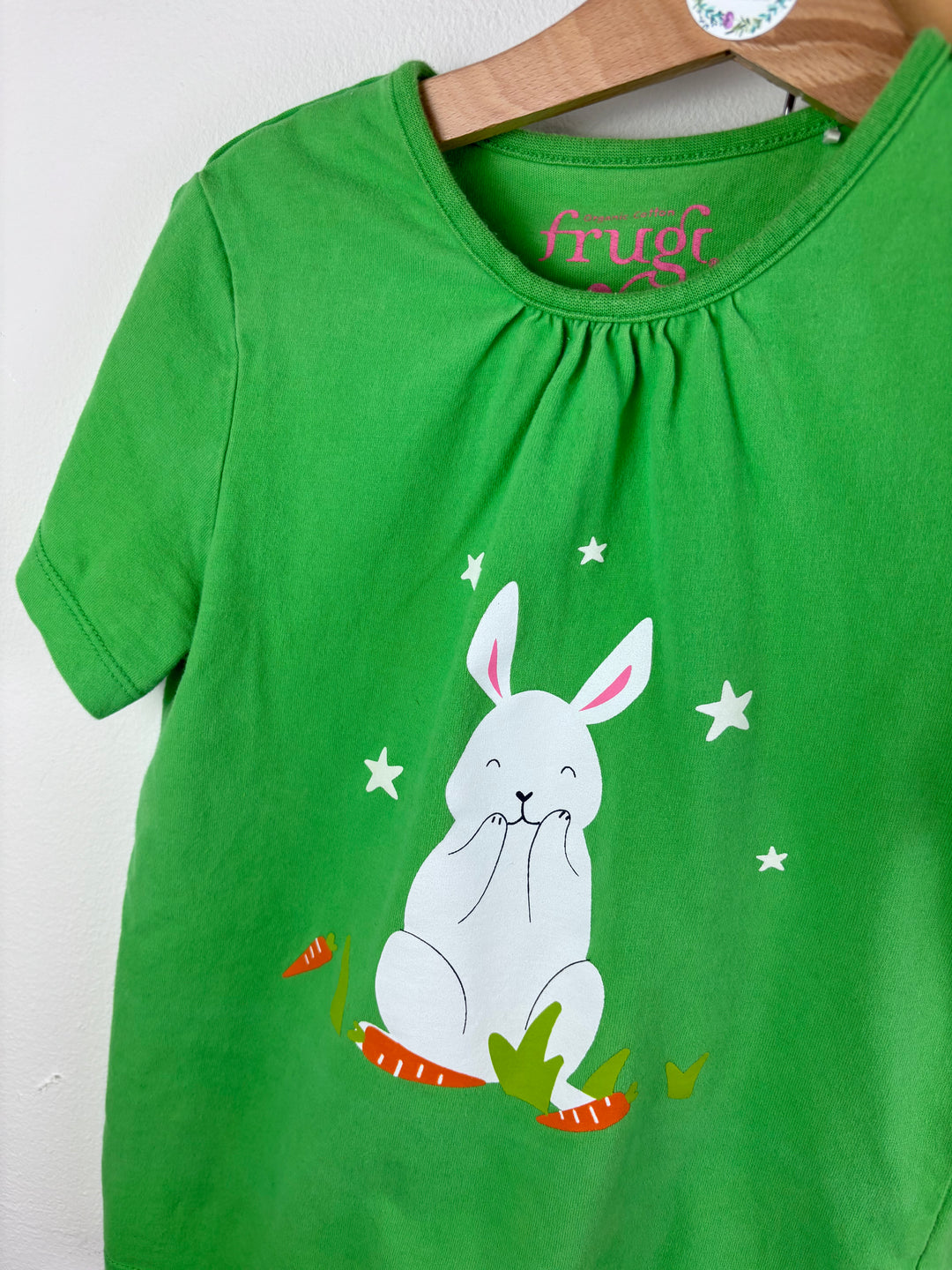 Frugi Green Bunny Pyjama Top and Garden Print Bottoms 7-8 Years