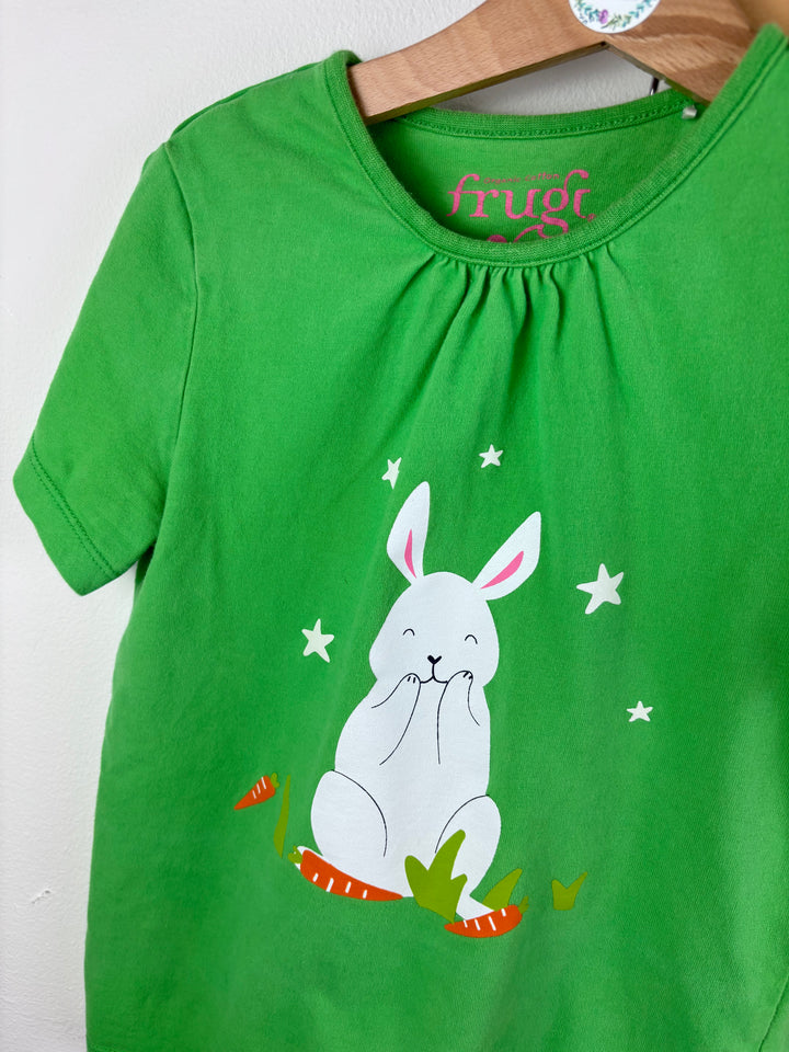 Frugi Green Bunny Pyjama Top and Garden Print Bottoms 7-8 Years