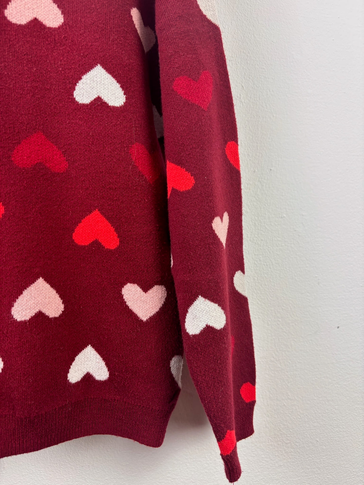 H&M Burgundy Heart Knit Jumper 6-8 Years-Jumpers-Second Snuggle Preloved