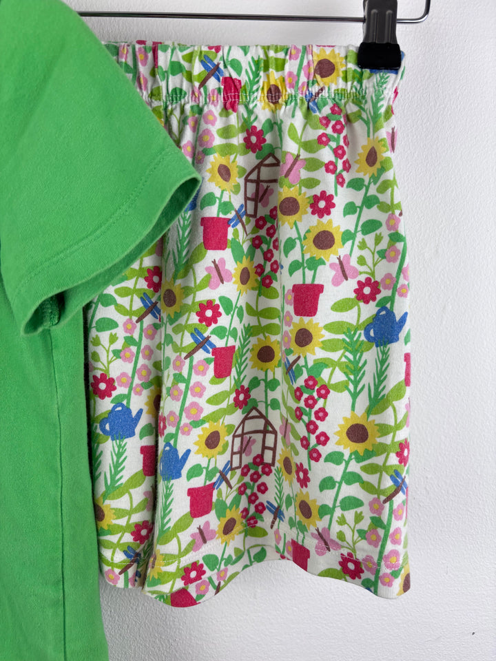 Frugi Green Bunny Pyjama Top and Garden Print Bottoms 7-8 Years