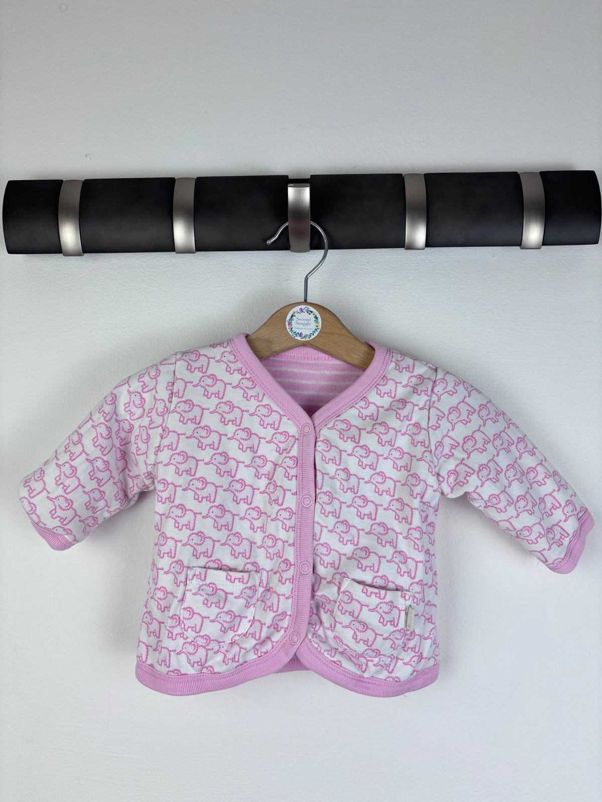 JoJo Maman Bebe Pink Elephant Jacket 3-6 Months-Jackets-Second Snuggle Preloved