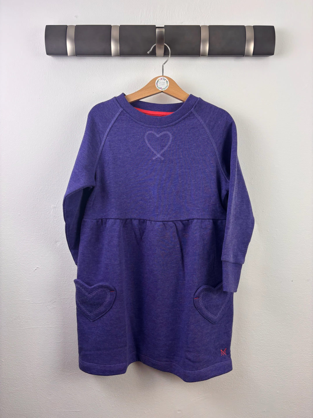 Crew Clothing Purple Sweatshirt Dress Heart Pockets 6-7 Years-Dresses-Second Snuggle Preloved