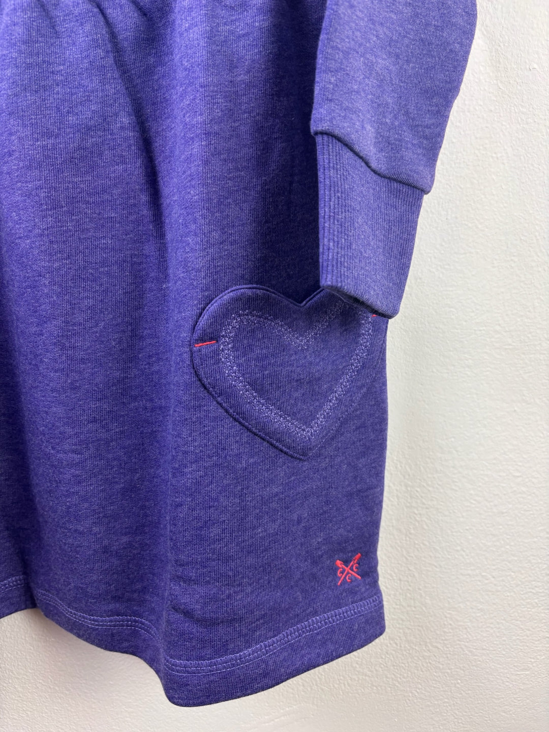 Crew Clothing Purple Sweatshirt Dress Heart Pockets 6-7 Years-Dresses-Second Snuggle Preloved