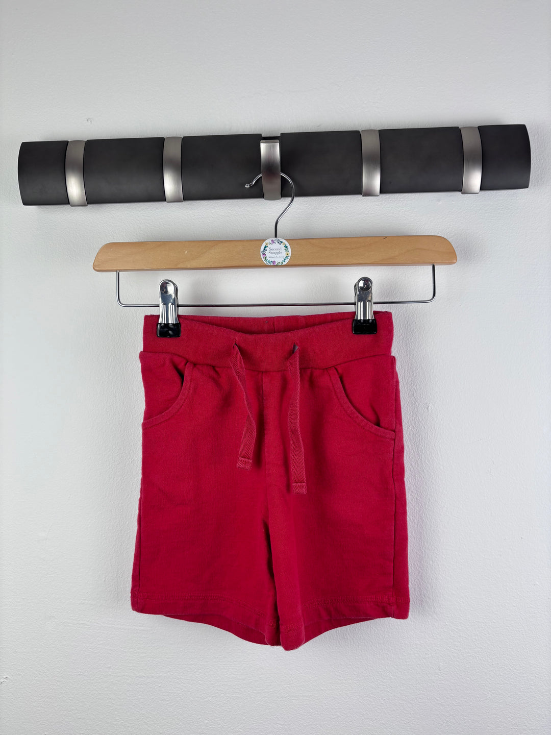 Maxomorra Red Plain Shorts 12-18 Months