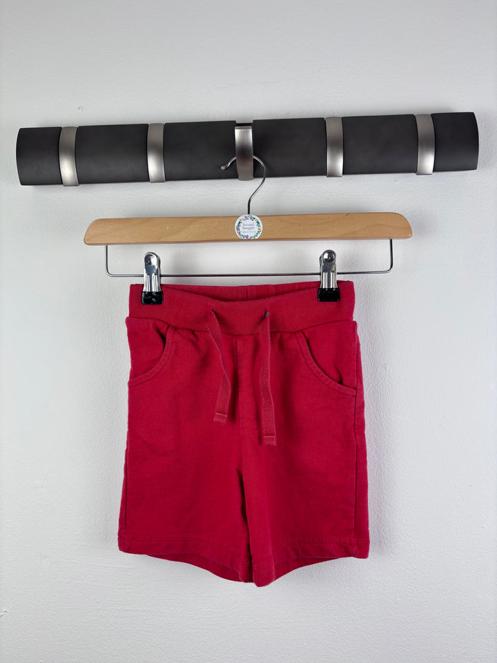 Maxomorra Red Plain Shorts 12-18 Months