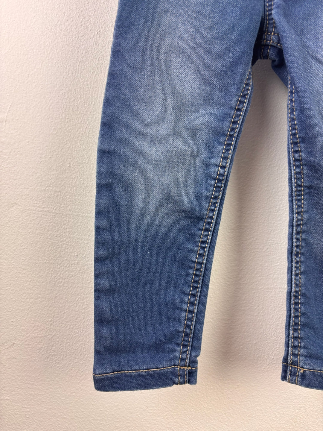 Fred &amp; Flo Blue Pull On Jeans Pink Waist 12-18 Months-Trousers-Second Snuggle Preloved