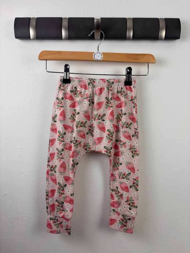 Clay Bear Pink Strawberry Print Leggings 12-18 Months-Leggings-Second Snuggle Preloved