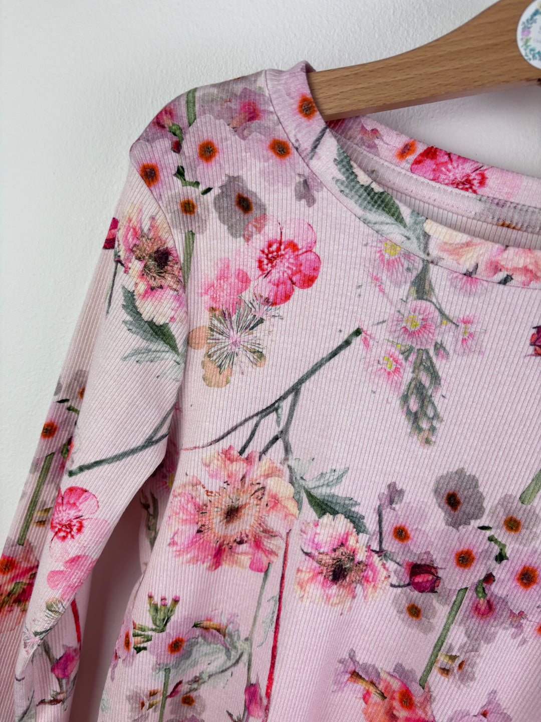 Next Pink Floral Ribbed Top 10-11 Years