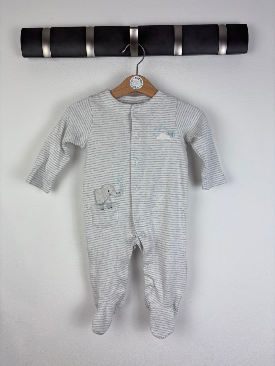 John Lewis Grey Stripe Sleepsuit 3-6 Months-Sleepsuits-Second Snuggle Preloved