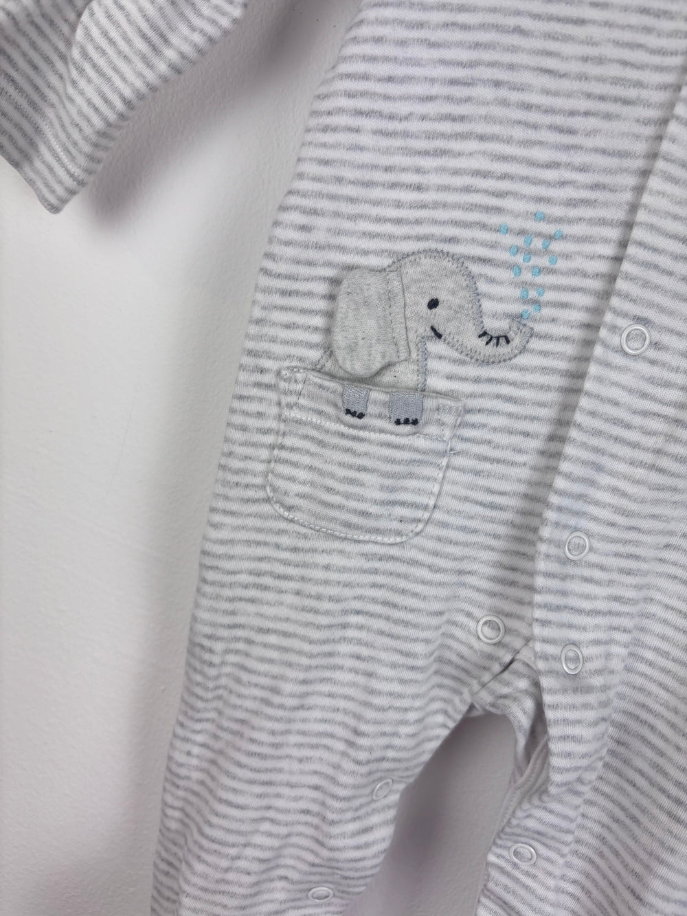 John Lewis Grey Stripe Sleepsuit 3-6 Months-Sleepsuits-Second Snuggle Preloved