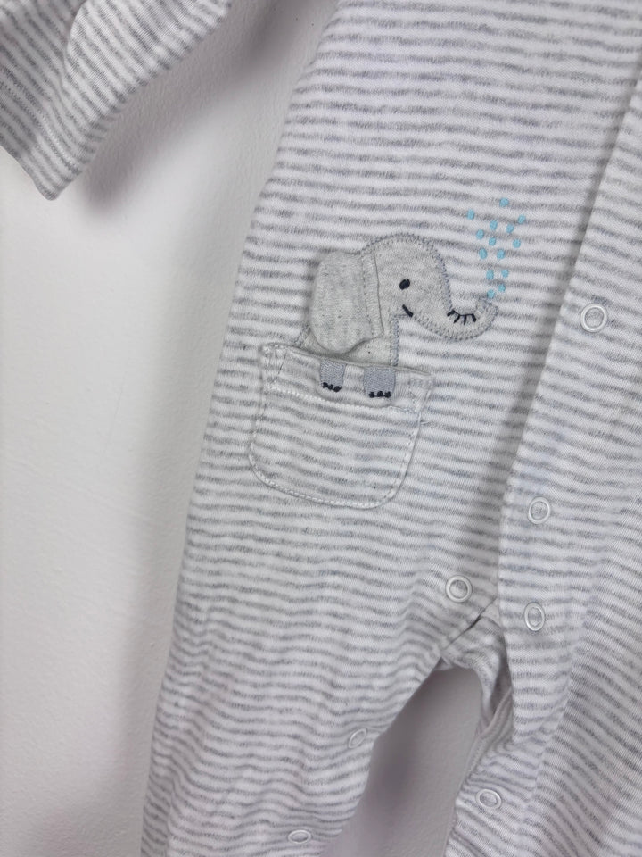 John Lewis Grey Stripe Sleepsuit 3-6 Months-Sleepsuits-Second Snuggle Preloved