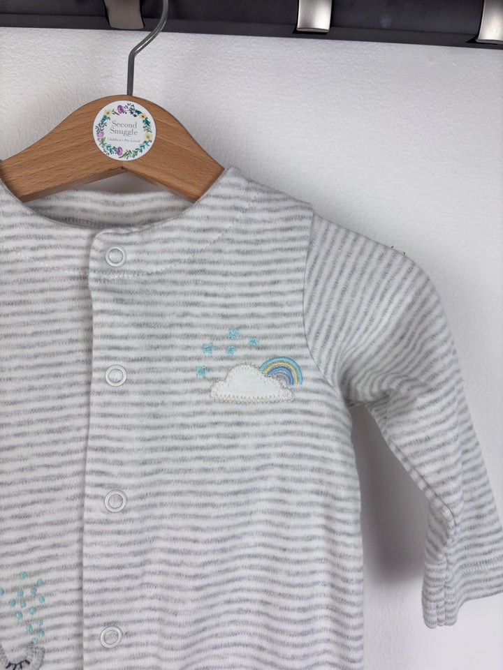 John Lewis Grey Stripe Sleepsuit 3-6 Months-Sleepsuits-Second Snuggle Preloved