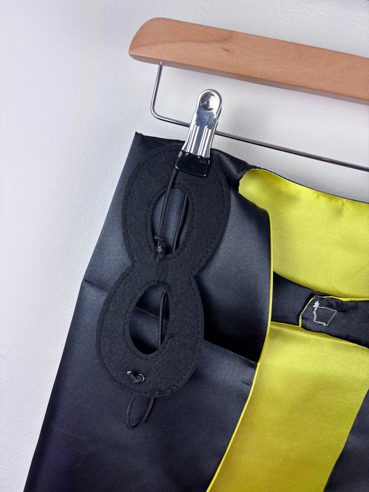 Black and Yellow Satin Superhero Cape and Mask One Size-Dressing Up-Second Snuggle Preloved