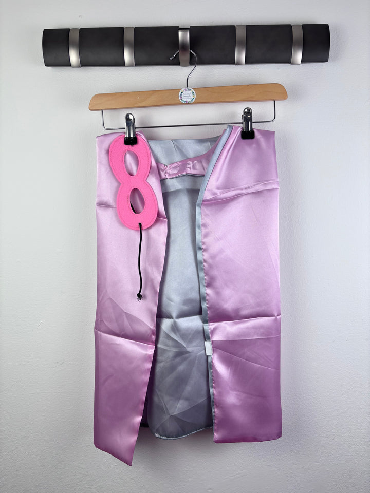 Pink Satin Superhero Cape and Mask One Size