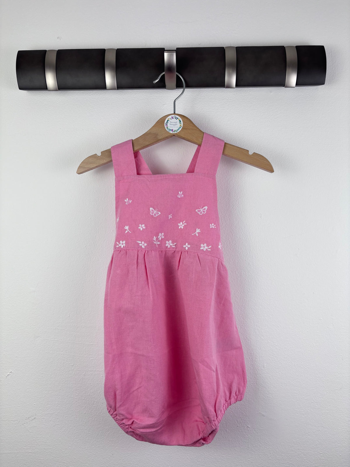 JoJo Maman Bébé Pink Embroidered Bubble Romper 18-24 Months-Rompers-Second Snuggle Preloved