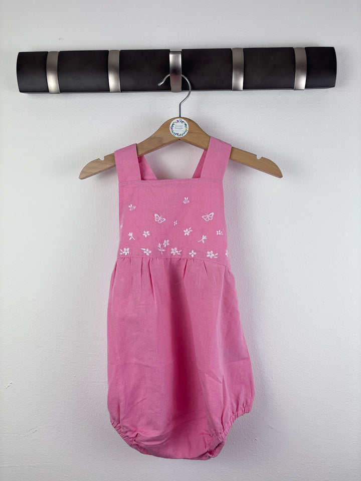 JoJo Maman Bébé Pink Embroidered Bubble Romper 18-24 Months