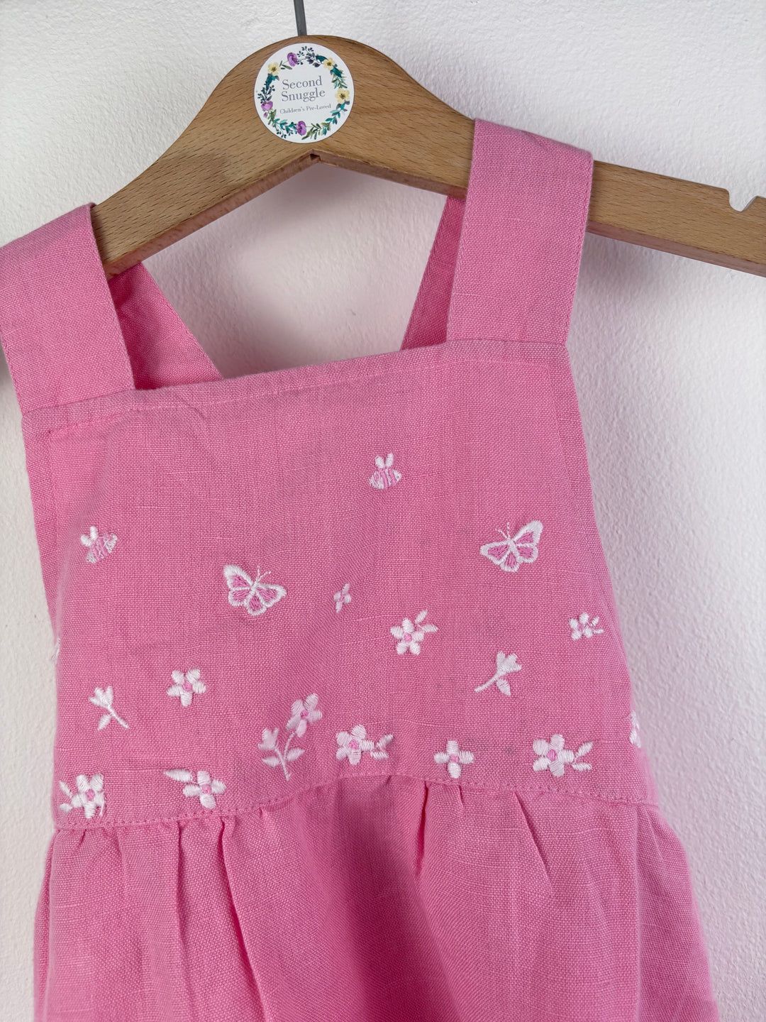 JoJo Maman Bébé Pink Embroidered Bubble Romper 18-24 Months