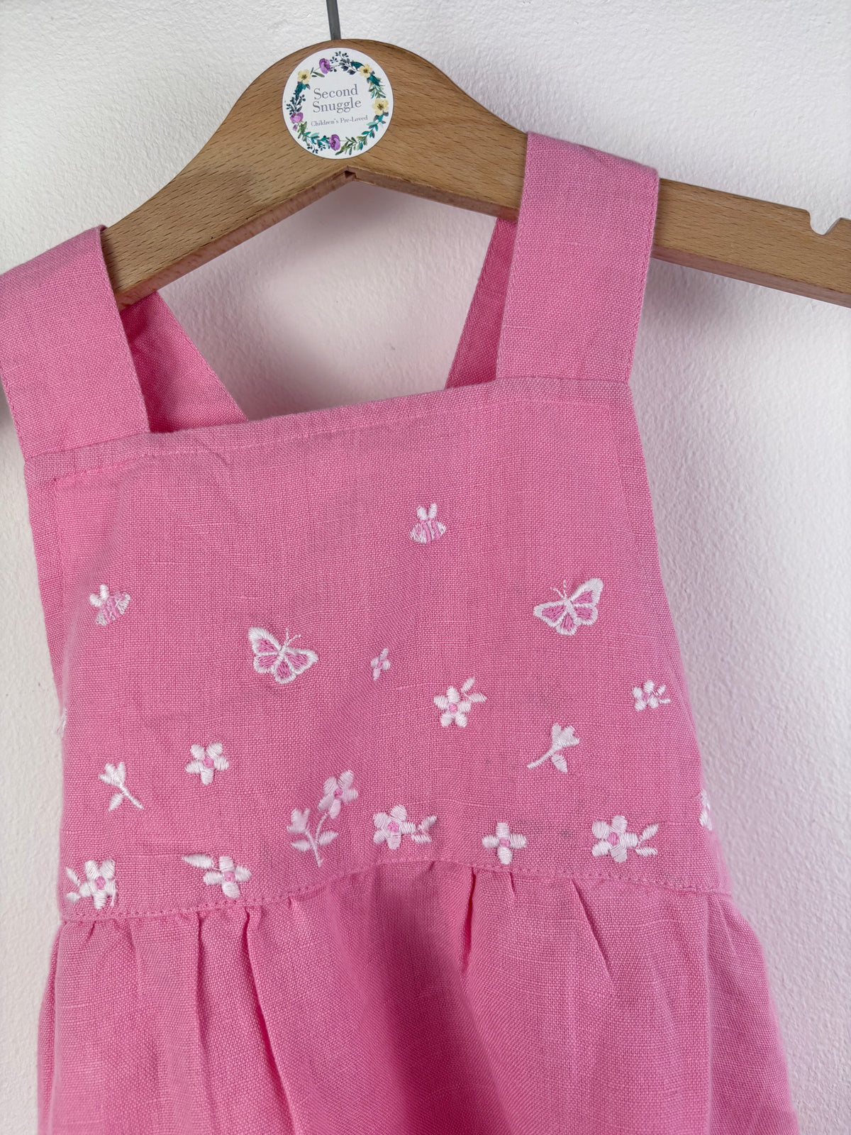 JoJo Maman Bébé Pink Embroidered Bubble Romper 18-24 Months-Rompers-Second Snuggle Preloved