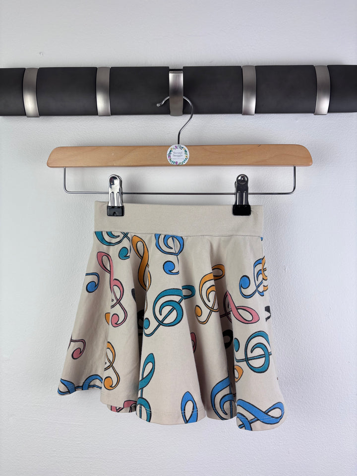Mini Rodini Cream Music Note Skater Skirt 92/98 (2-3 Years)