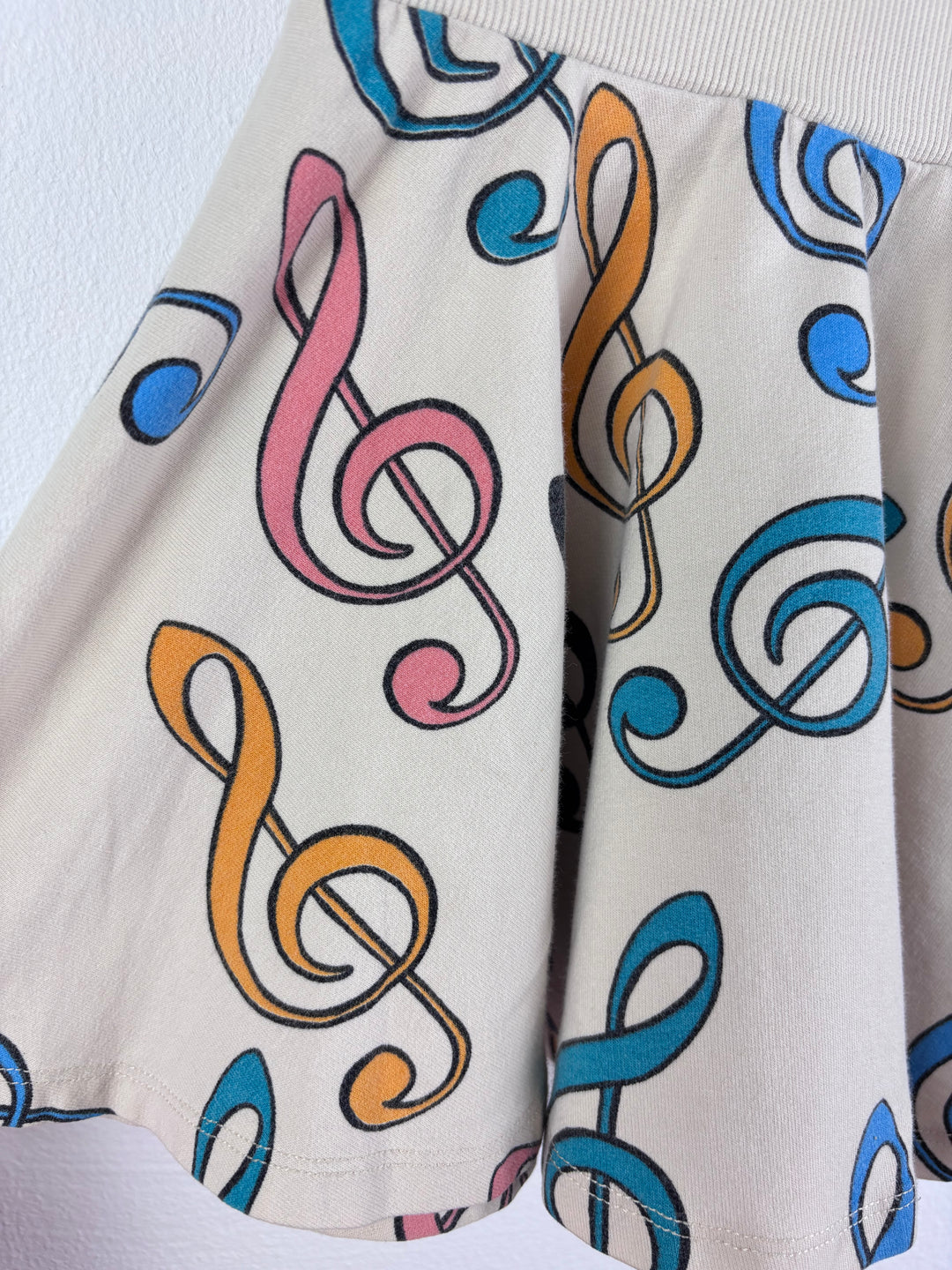Mini Rodini Cream Music Note Skater Skirt 92/98 (2-3 Years)
