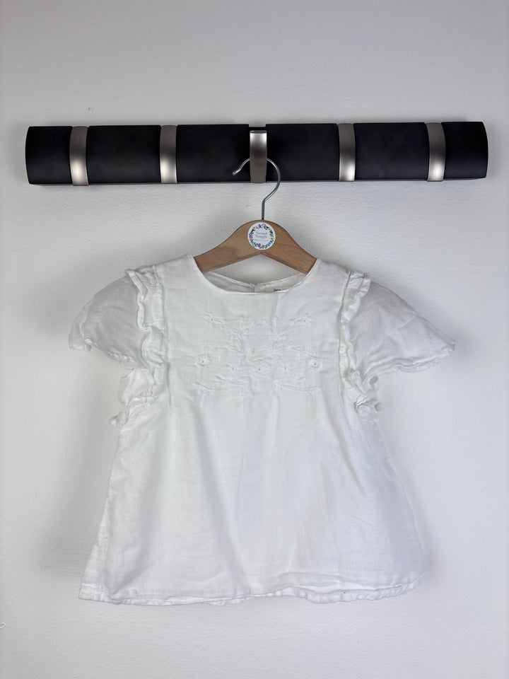 Zara White Embroidered Top 2-3 Years