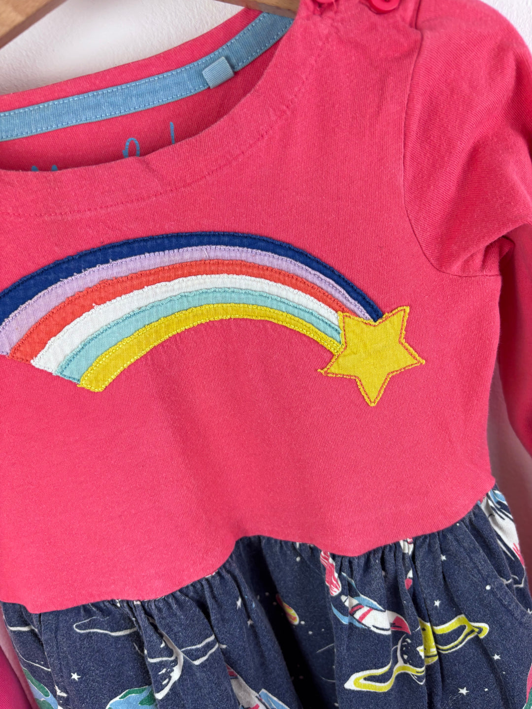 Boden Pink Rainbow Space Dress 3-4 Years