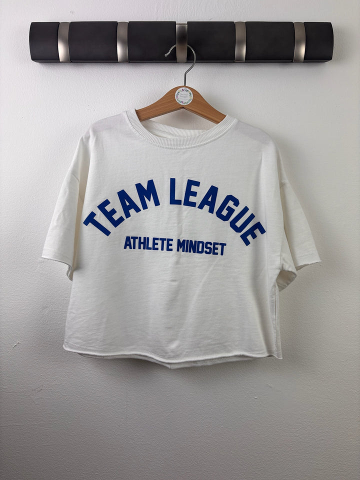 Zara White Team League Cropped T-Shirt 8-9 Years-Tops-Second Snuggle Preloved