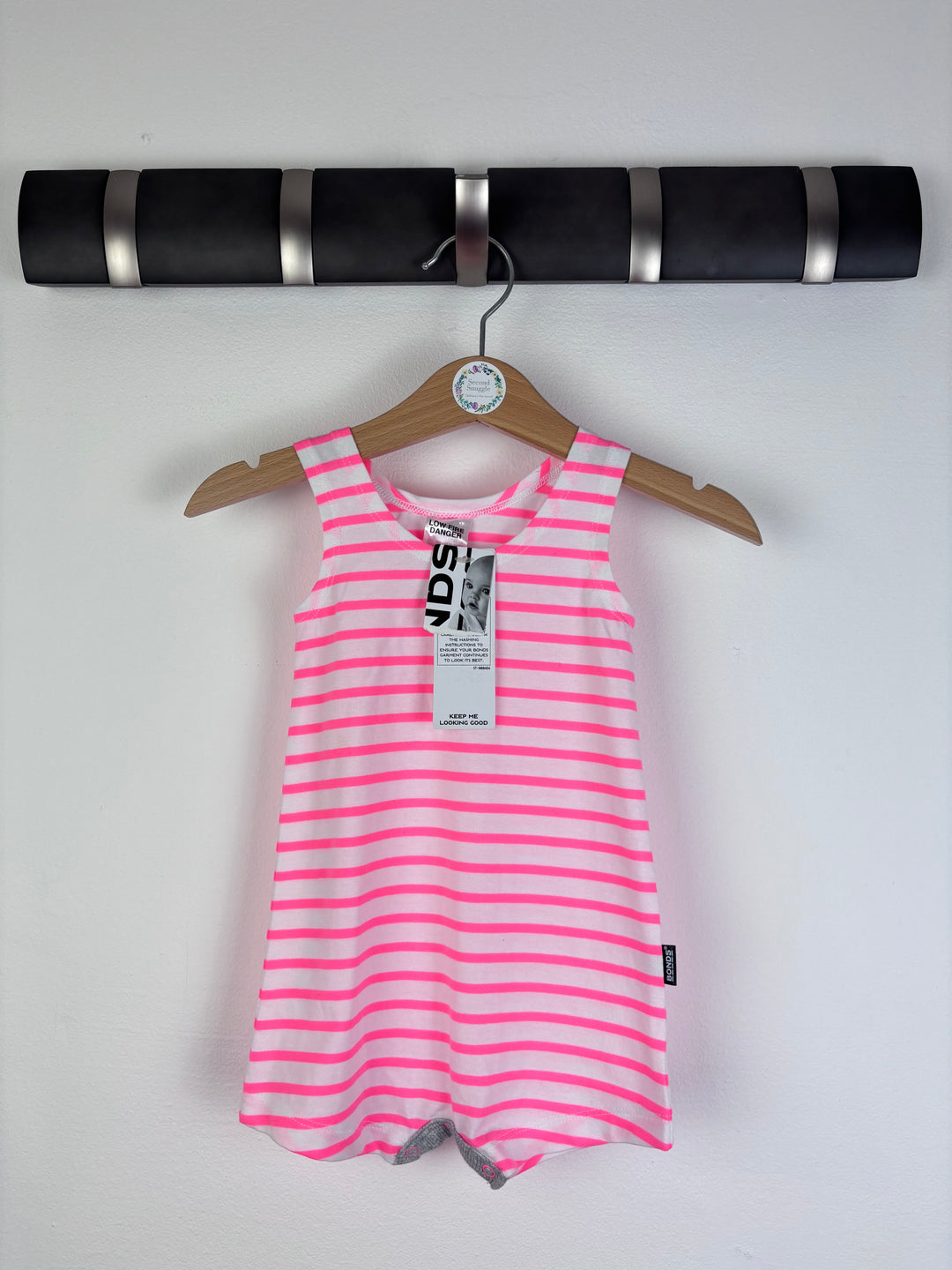 Bonds Pink Stripe Romper 3-6 Months