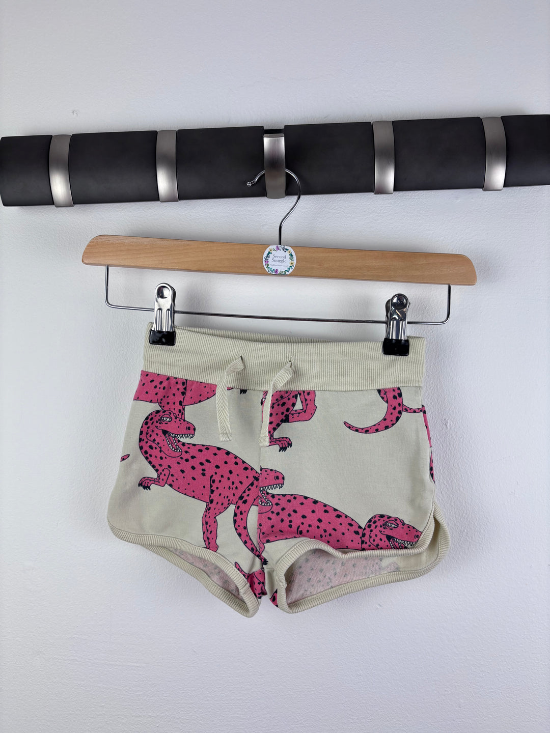 Mini Rodini Cream Shorts Pink Dino Print 2-3 Years