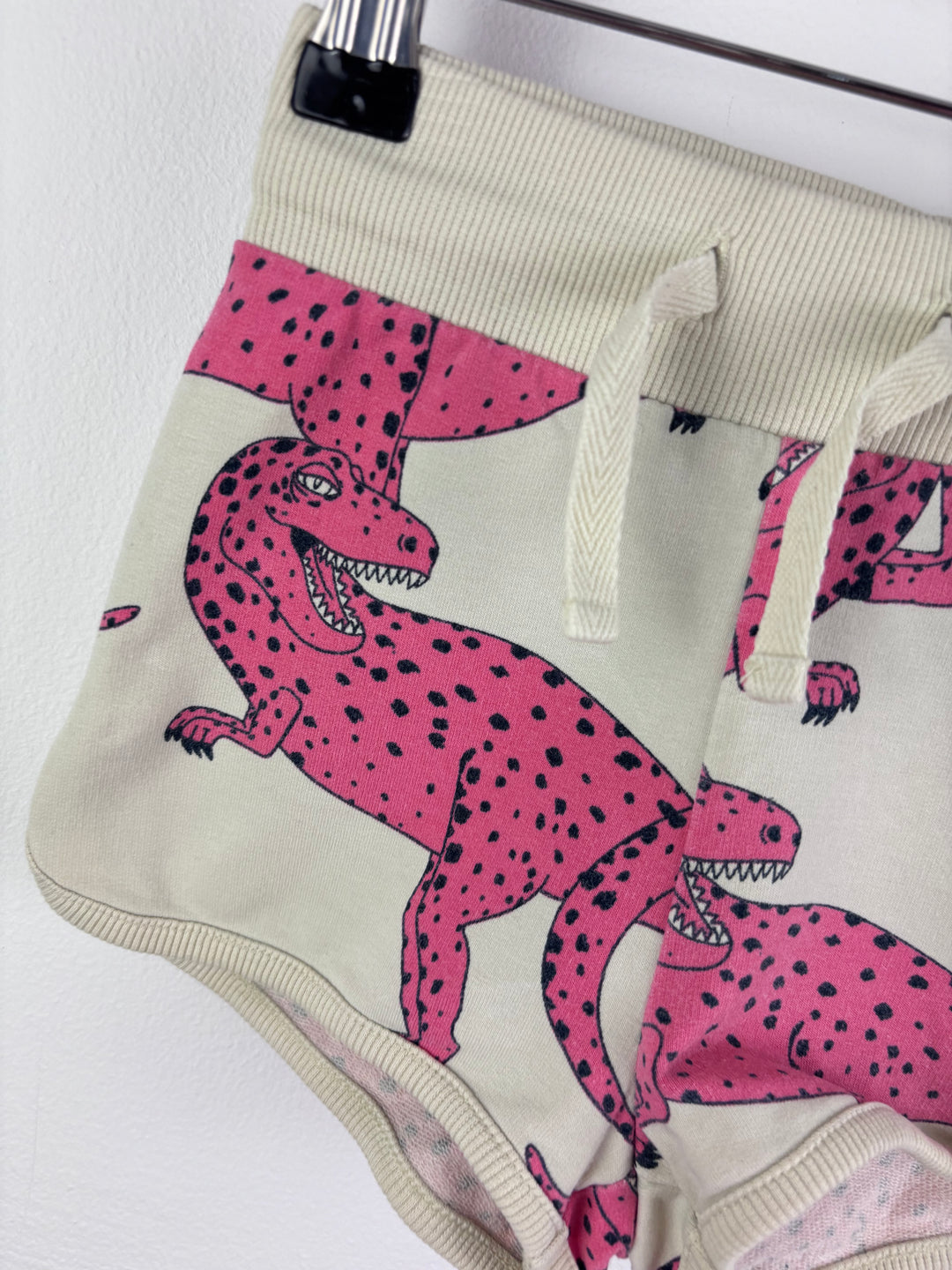 Mini Rodini Cream Shorts Pink Dino Print 2-3 Years