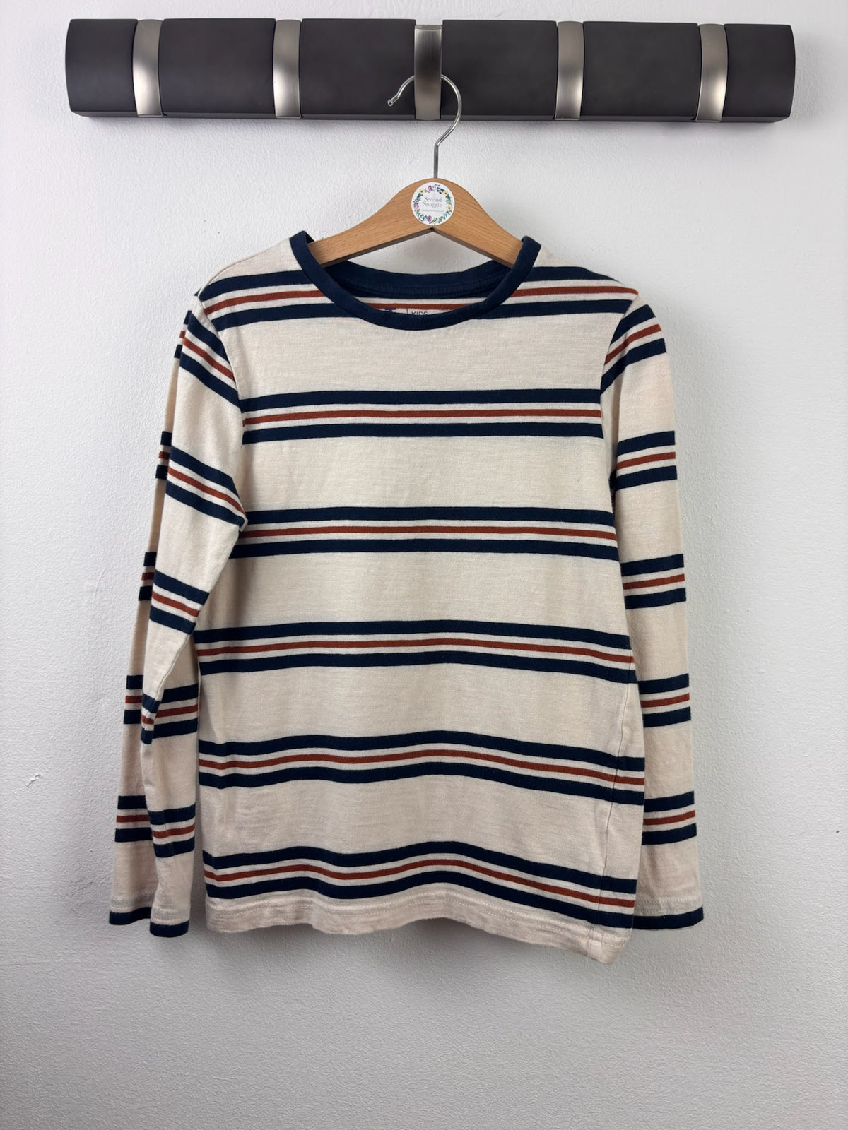 Tu Cream Navy Stripe Long Sleeve Top 7-8 Years-Tops-Second Snuggle Preloved