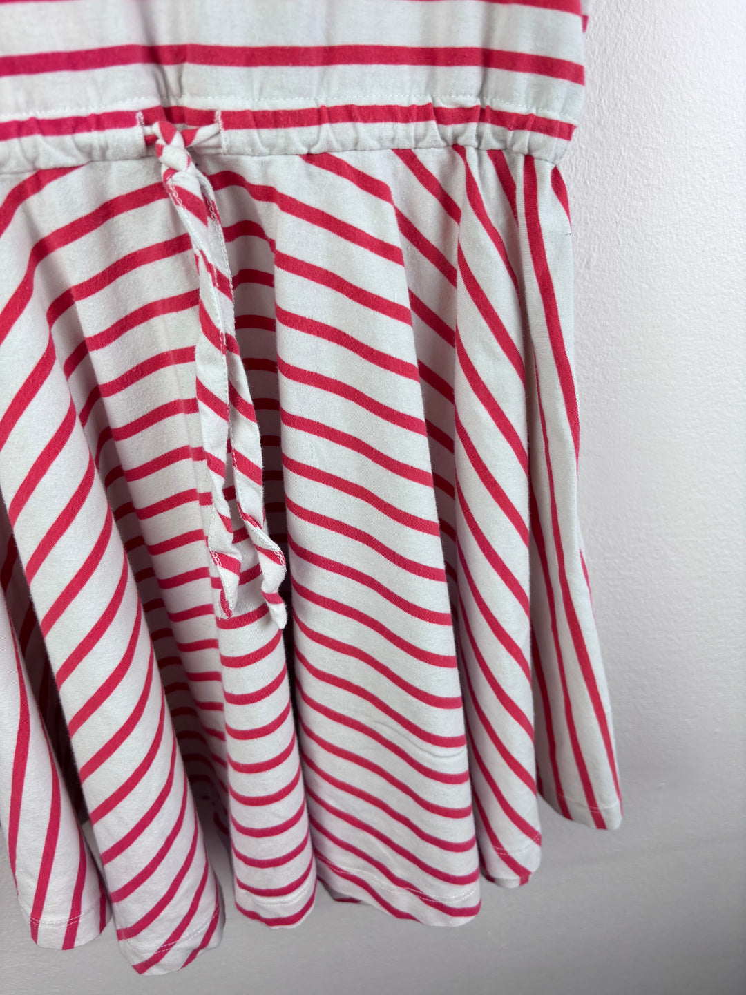 Joules White Deep Pink Stripe Dress 7 Years