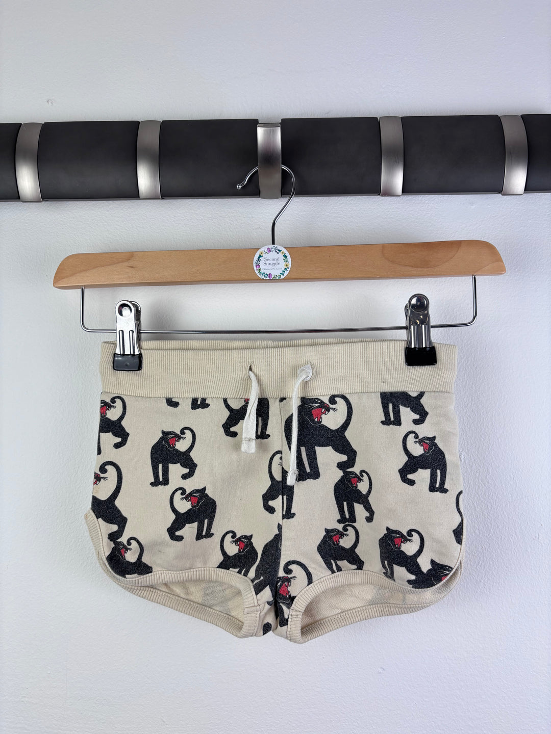 Mini Rodini Cream Shorts Black Panther Print 2-3 Years