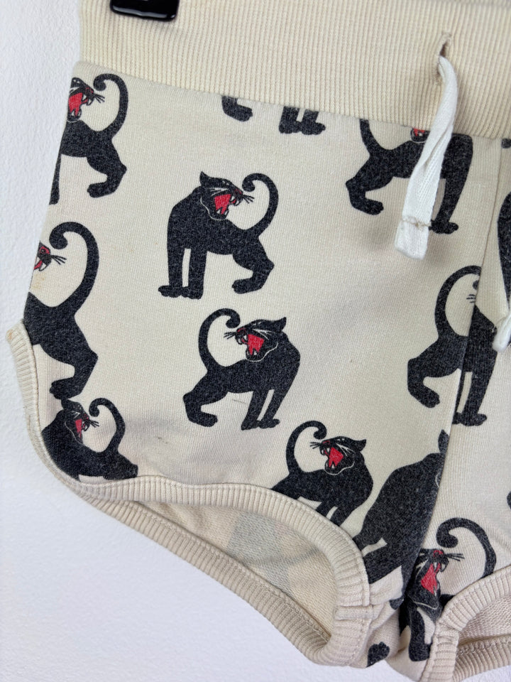 Mini Rodini Cream Shorts Black Panther Print 2-3 Years