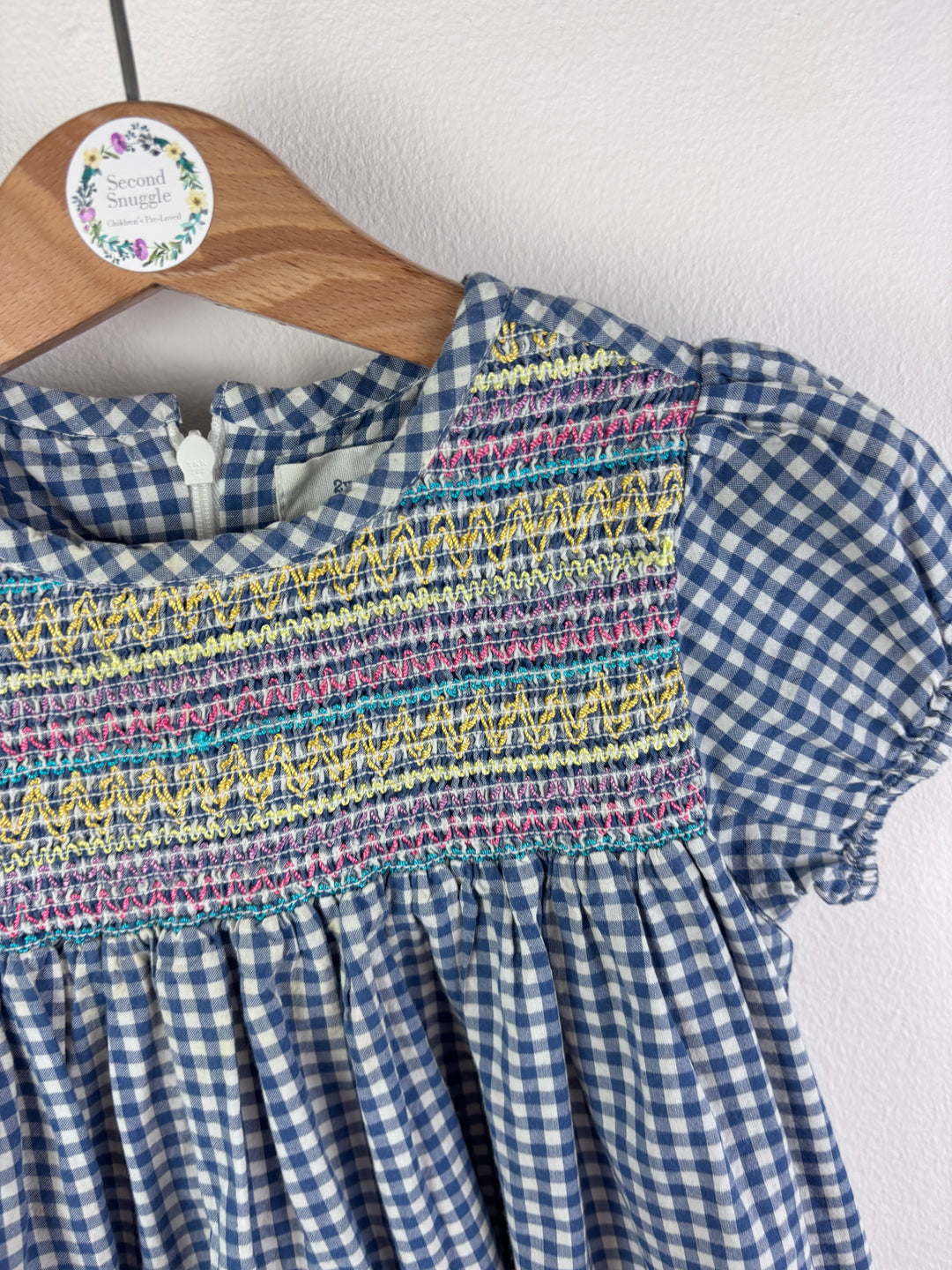 Kite Blue Gingham Smocked Dress 2 Years