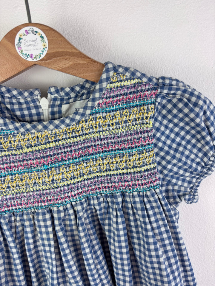 Kite Blue Gingham Smocked Dress 2 Years
